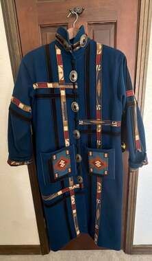 Vintage 90s Coloratura Wool Southwest Concho Button Front Long Coat